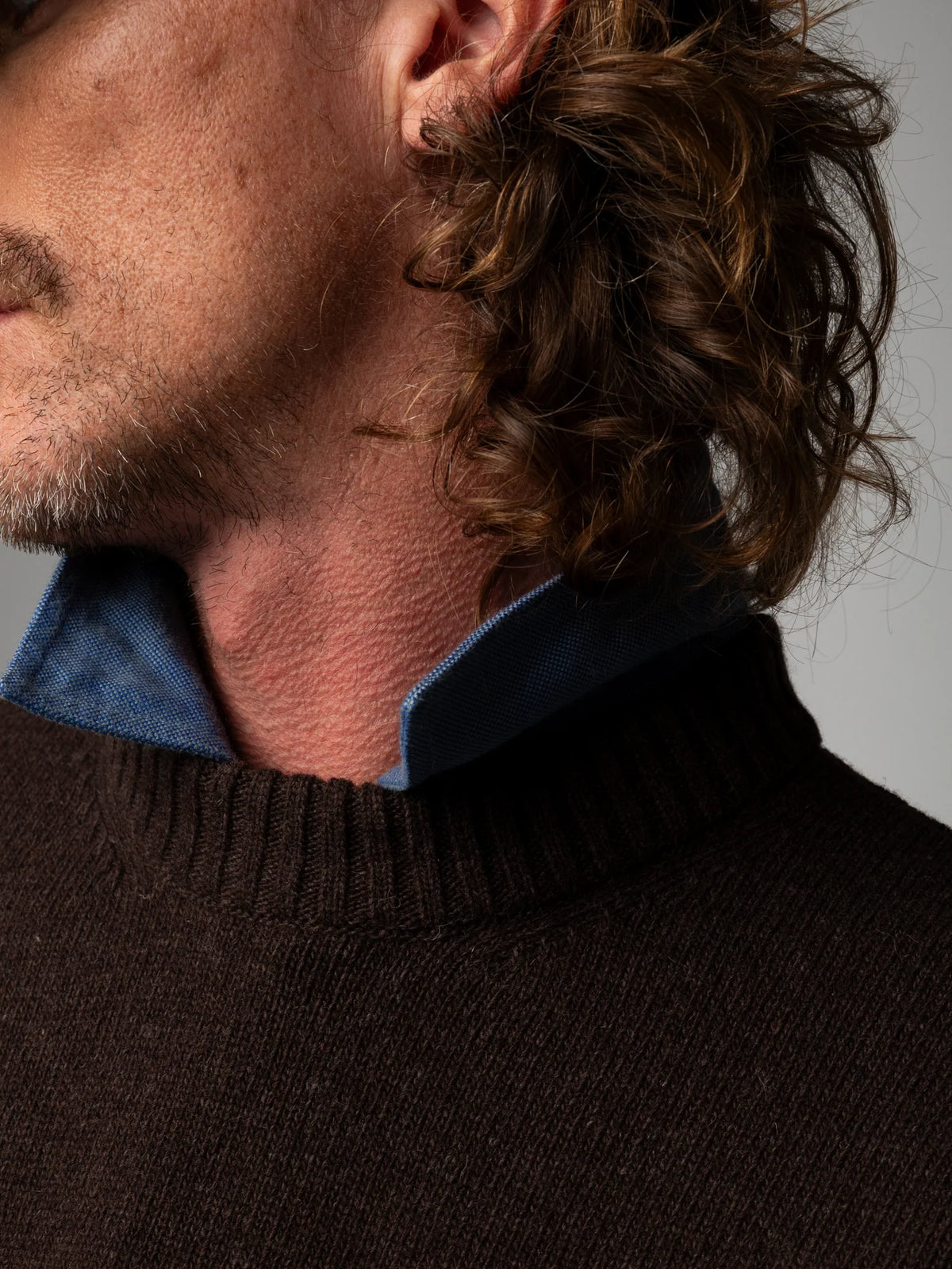 Escall Crew Neck Knit Sweater - Coffee Brown