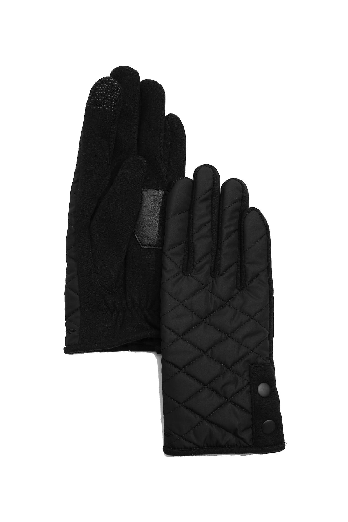 Layered Top Quilted Gloves - Black