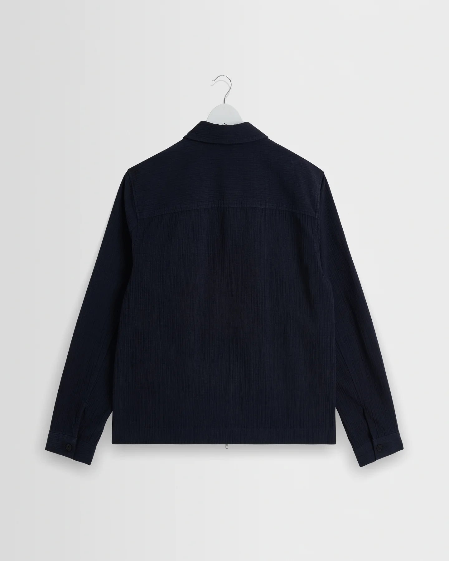 Eldon - Navy Crinkle Cotton-Linen Jacket