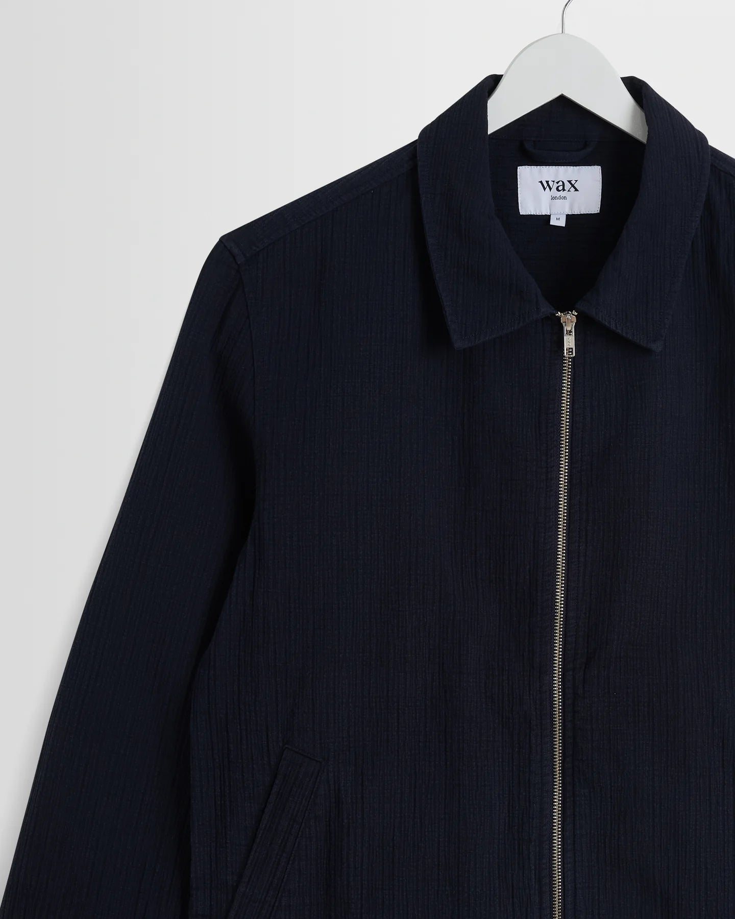 Eldon - Navy Crinkle Cotton-Linen Jacket