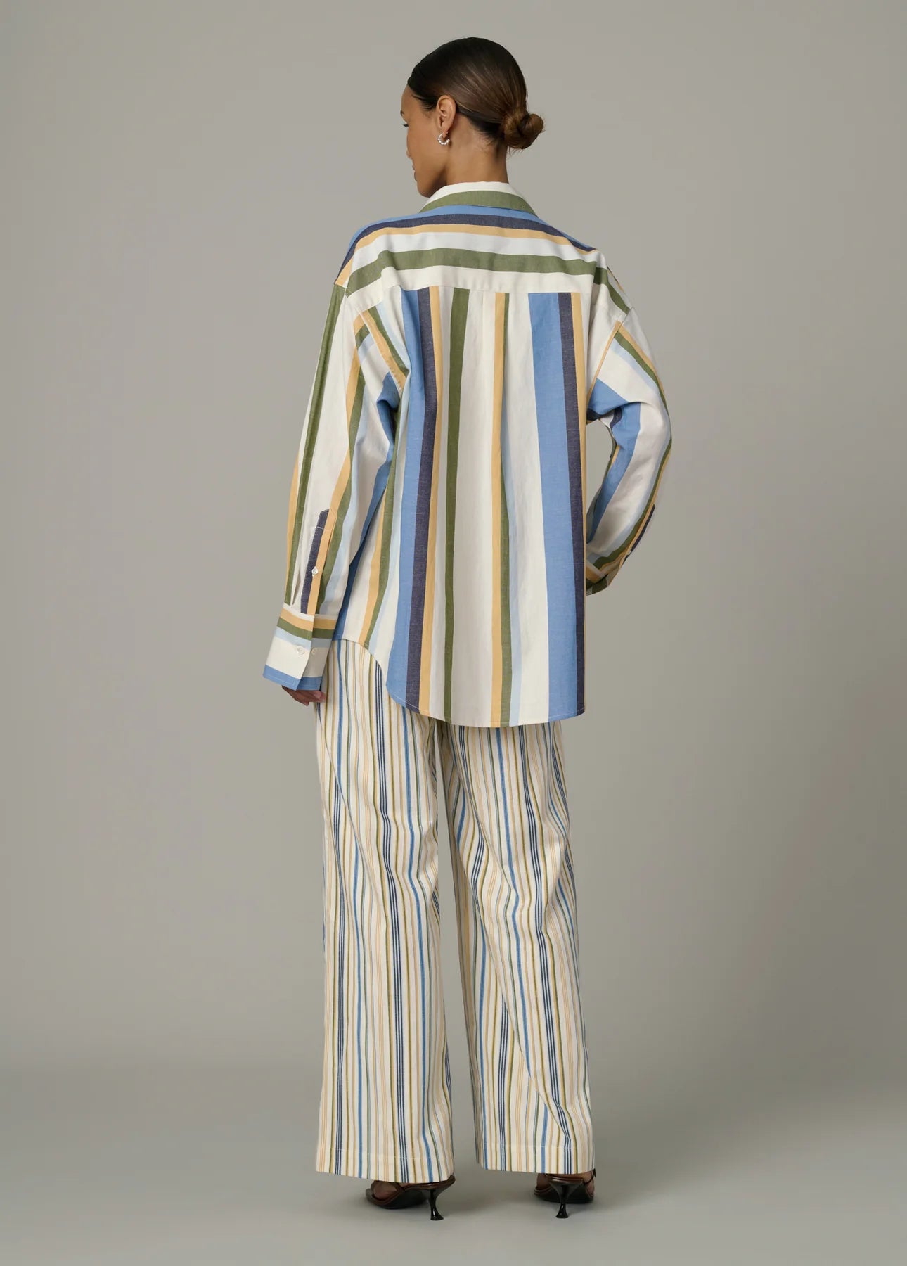 The Boyfriend Button Down Shirt - Azure Variegated Stripe