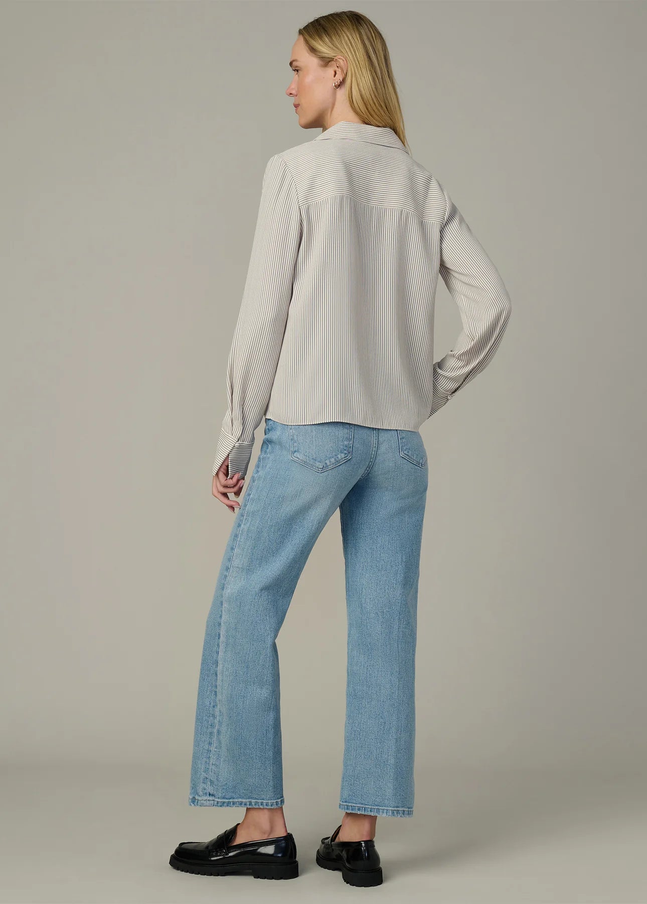 Mia Blouse - Panna Cotta Navy Stripe