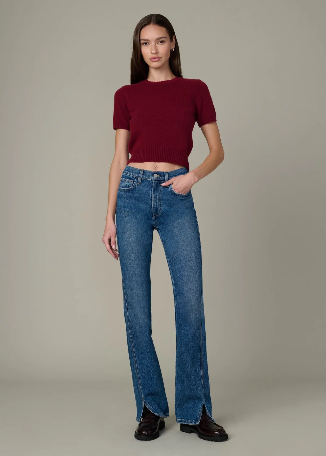 The Steph Shrunken Sweater Tee - Syrah