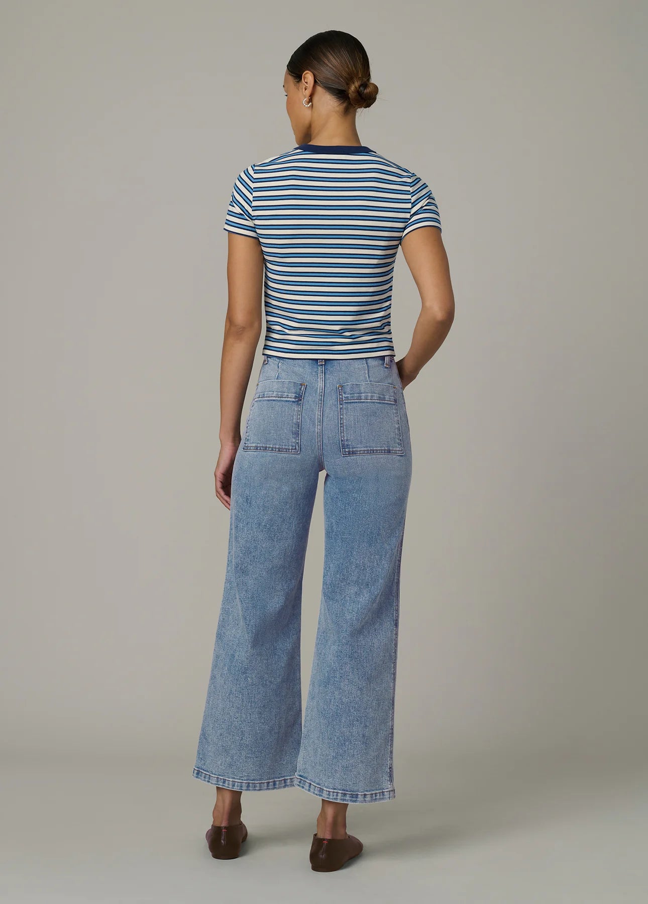 The Baby Tee - Ecru/Azure Stripe