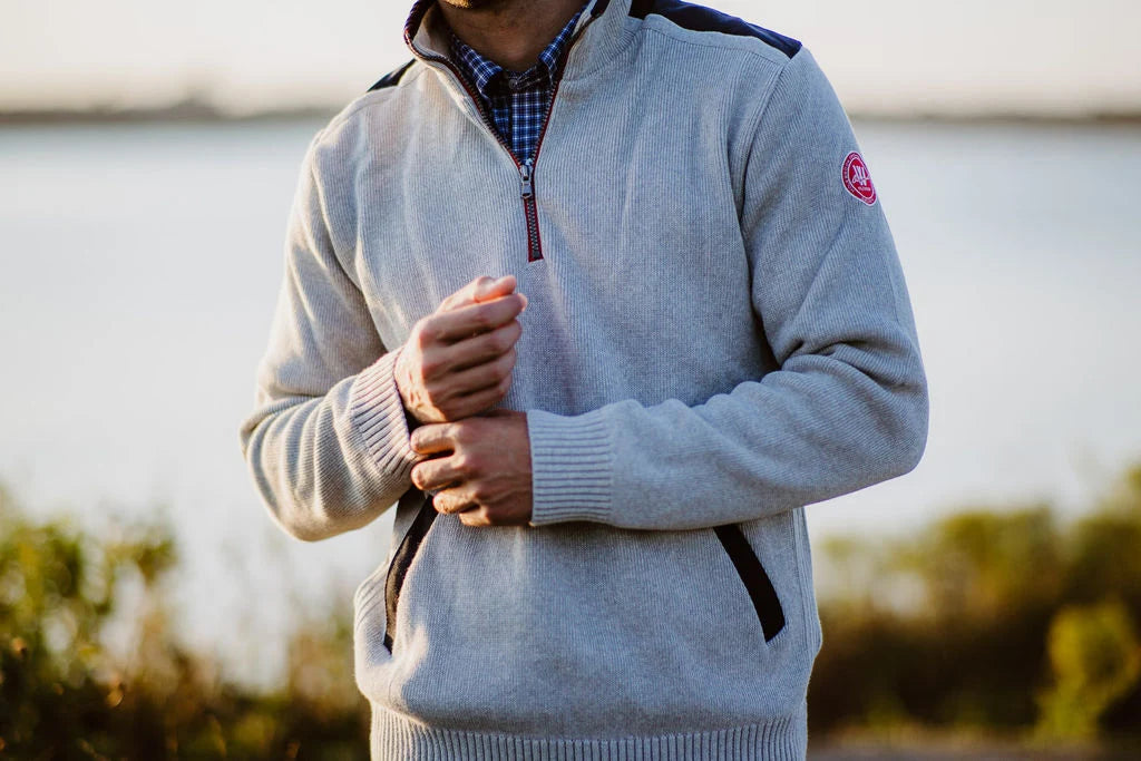 Gregor 1/4 Zip Windproof Cotton - Light Grey