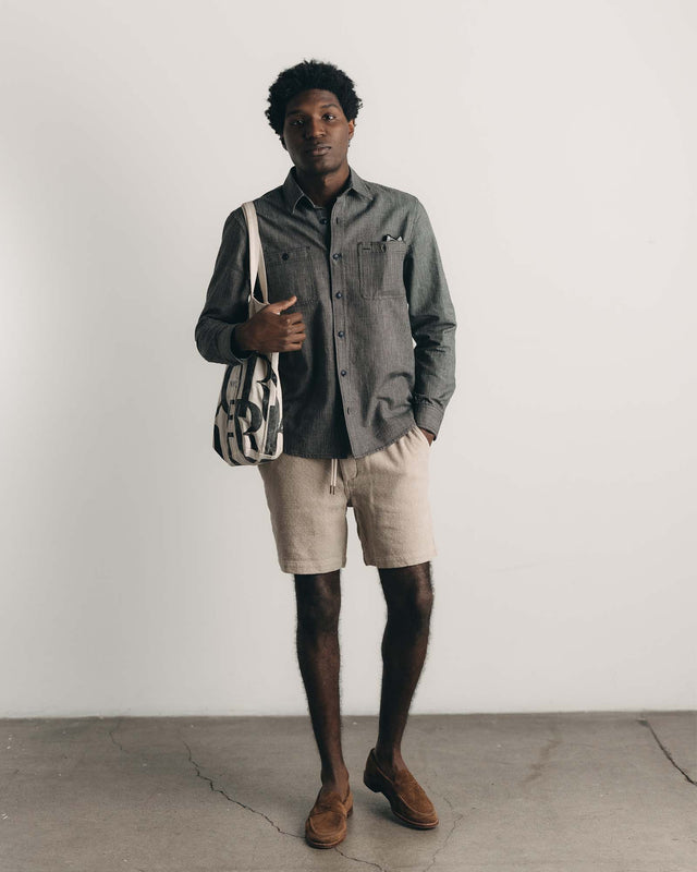 The Apres Short - Heather Oat Crepe