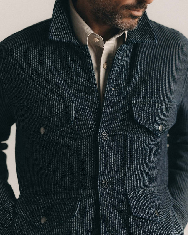 The Jackson Jacket - Rinsed Indigo French Terry Stripe