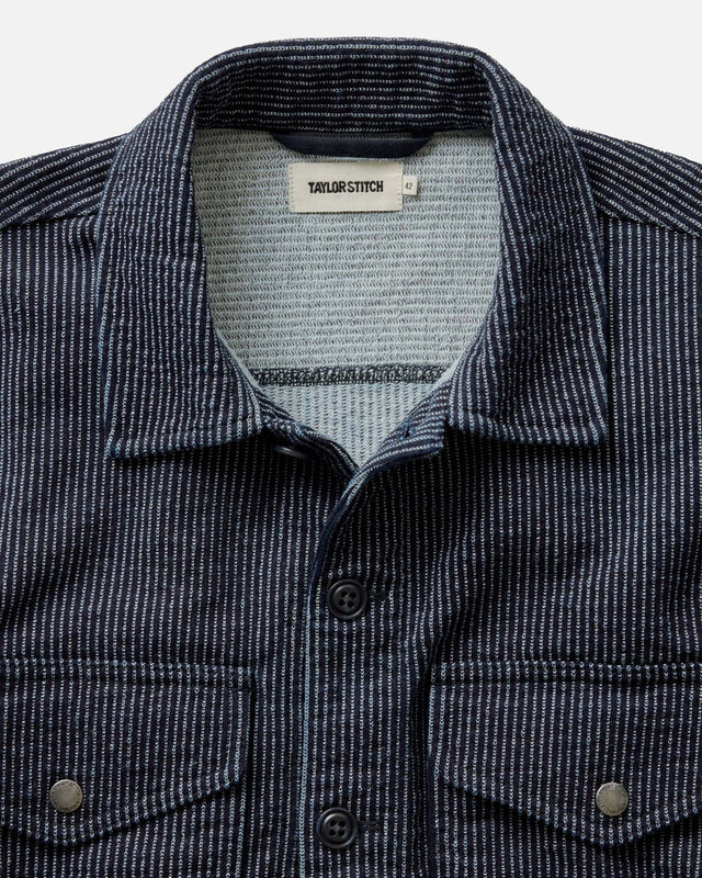 The Jackson Jacket - Rinsed Indigo French Terry Stripe
