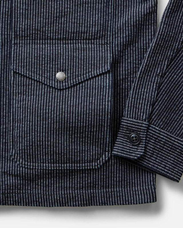 The Jackson Jacket - Rinsed Indigo French Terry Stripe