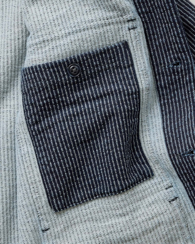 The Jackson Jacket - Rinsed Indigo French Terry Stripe