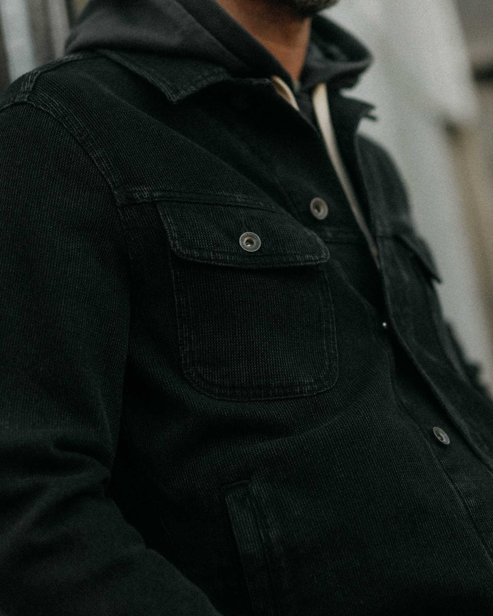 The Long Haul Jacket in Black Indigo Waffle