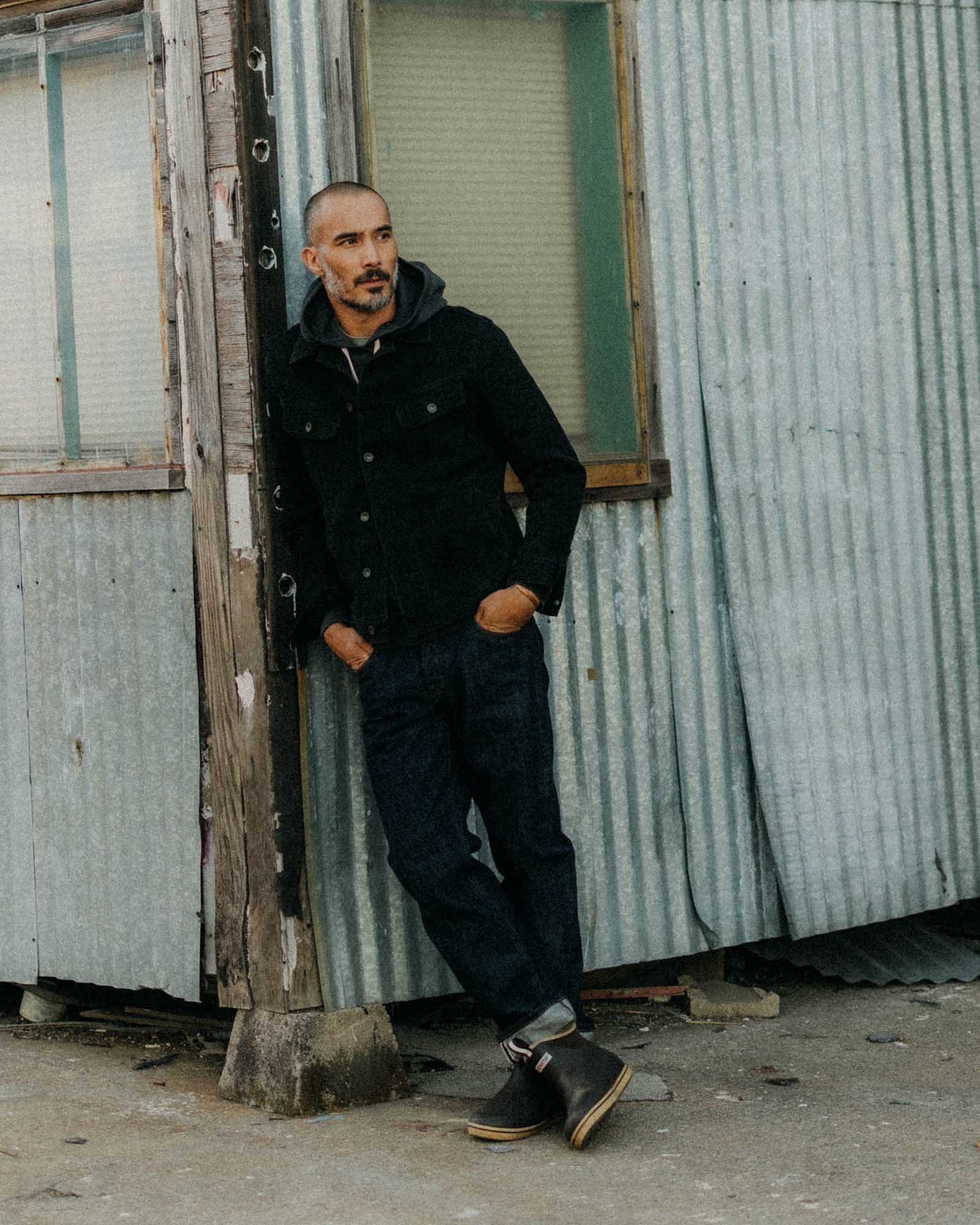 The Long Haul Jacket in Black Indigo Waffle