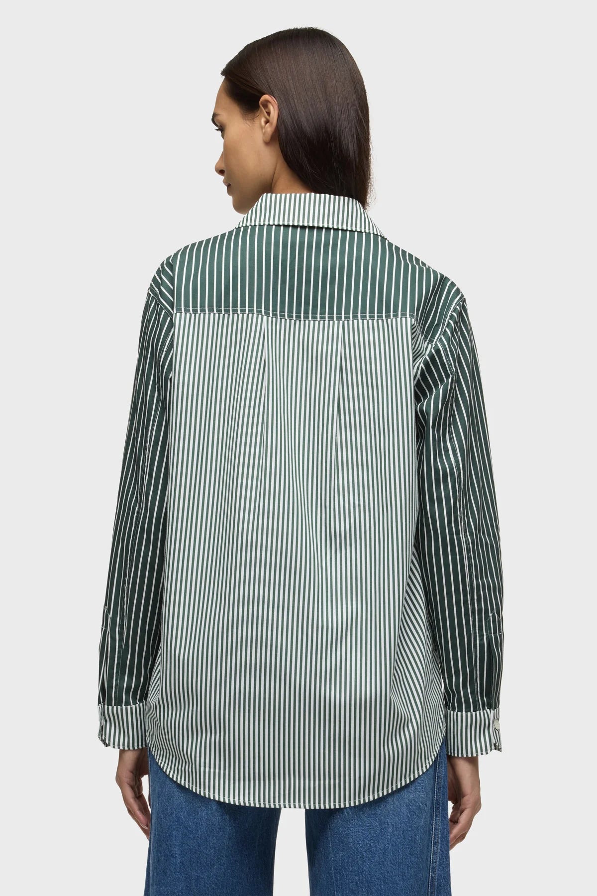 Oversized Button Down Shirt - Spruce Stripe