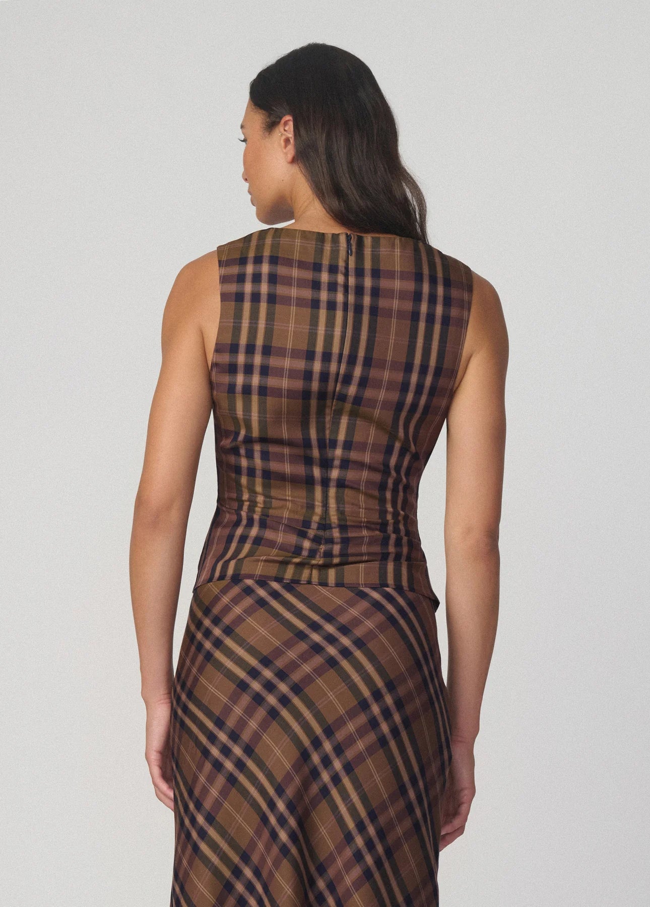 The Meg Top - Camel Plaid