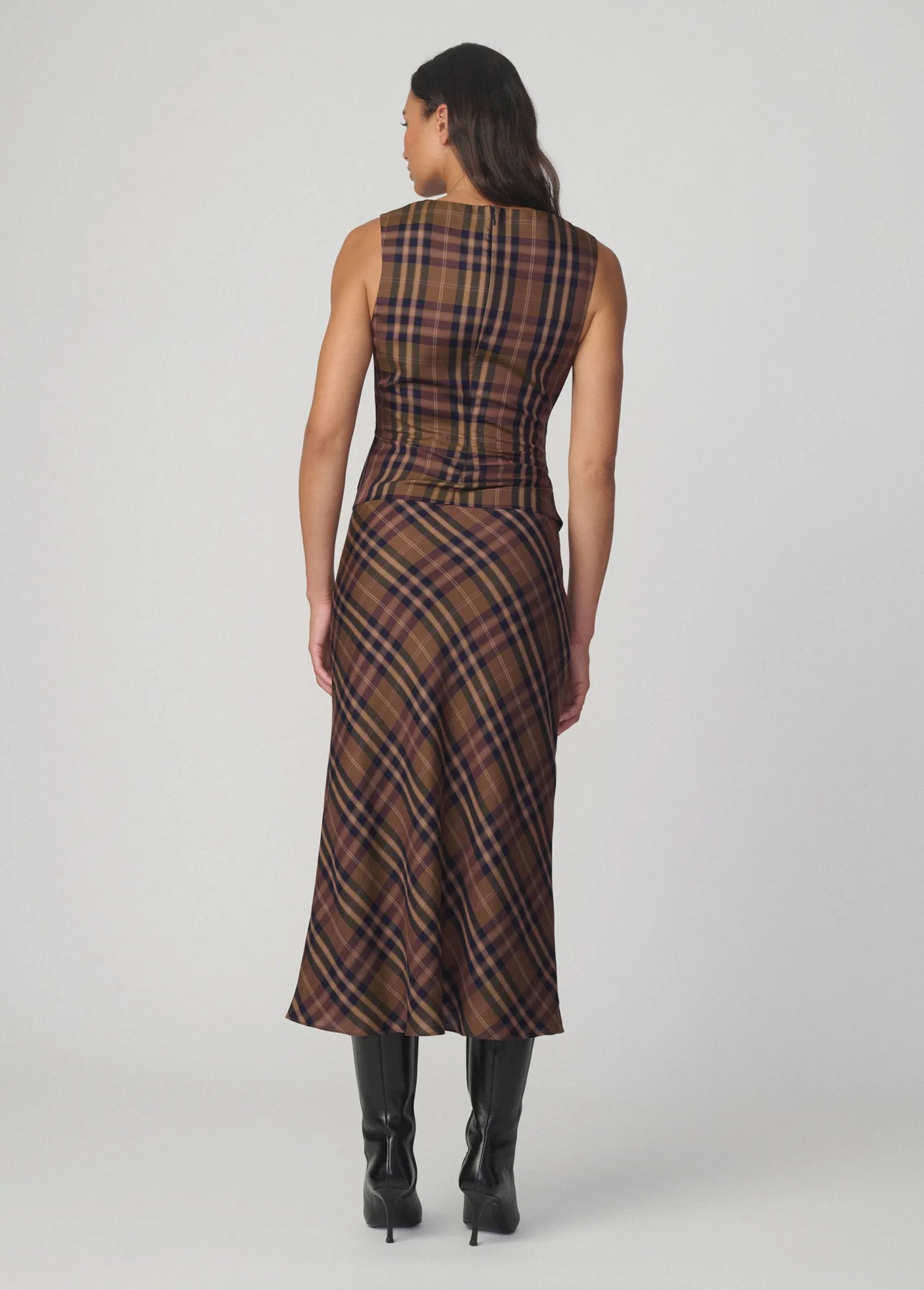 The Meg Top - Camel Plaid