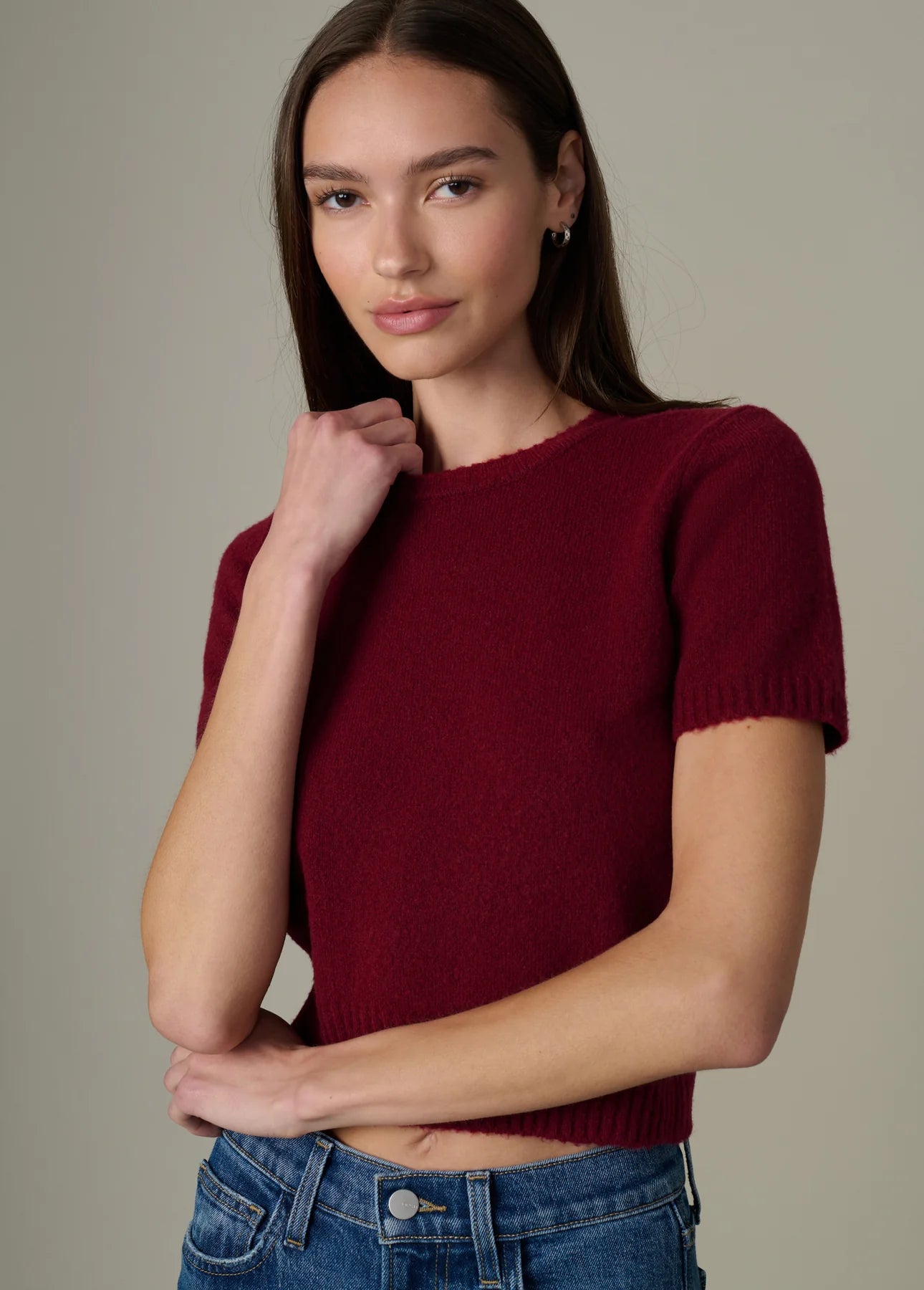 The Steph Shrunken Sweater Tee - Syrah