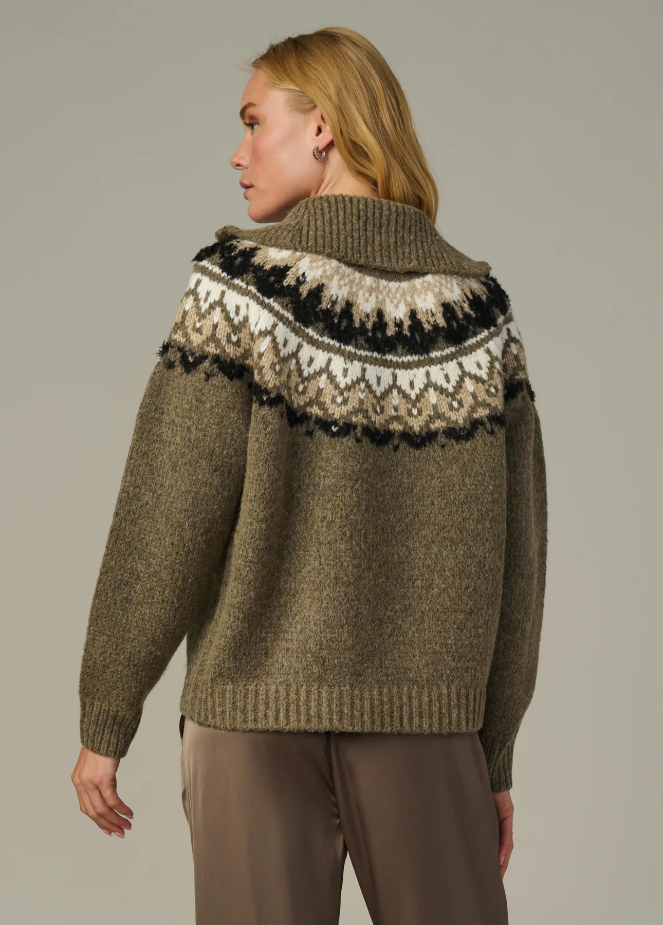 The Wells Fair Isle Sweater - Olive Multi Fair Isle