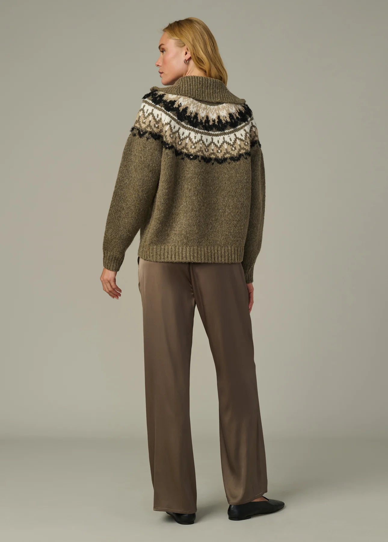 The Wells Fair Isle Sweater - Olive Multi Fair Isle