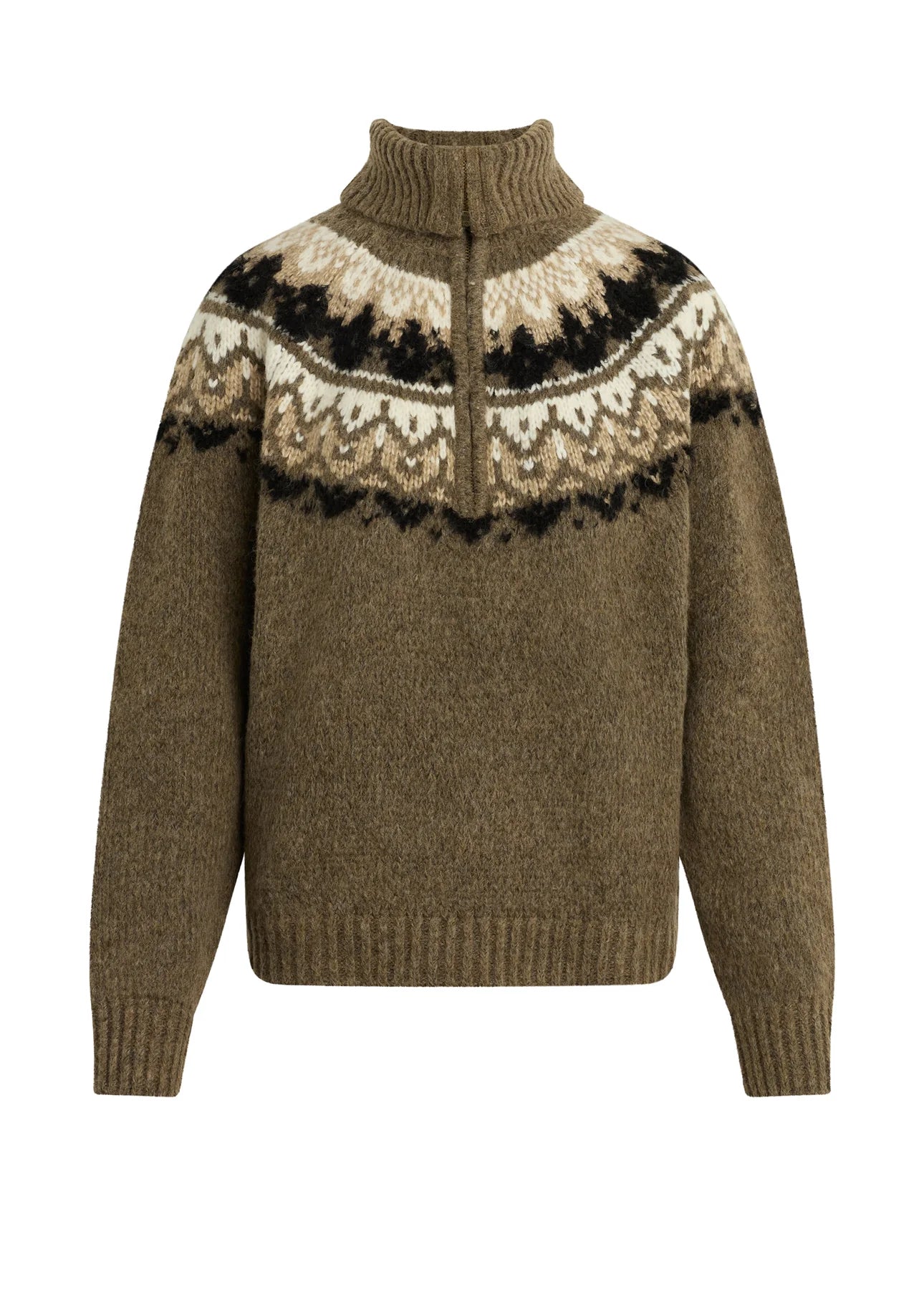The Wells Fair Isle Sweater - Olive Multi Fair Isle