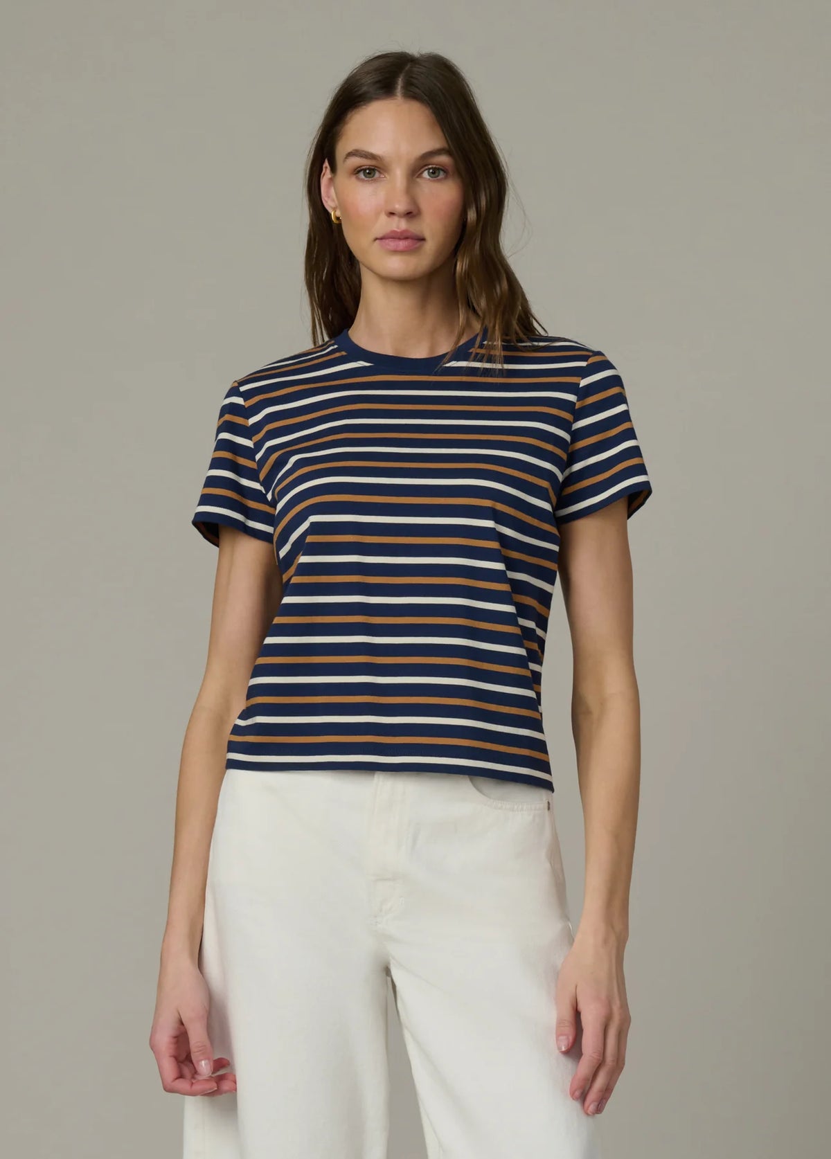 The Easy Tee - Navy / Honey Stripe