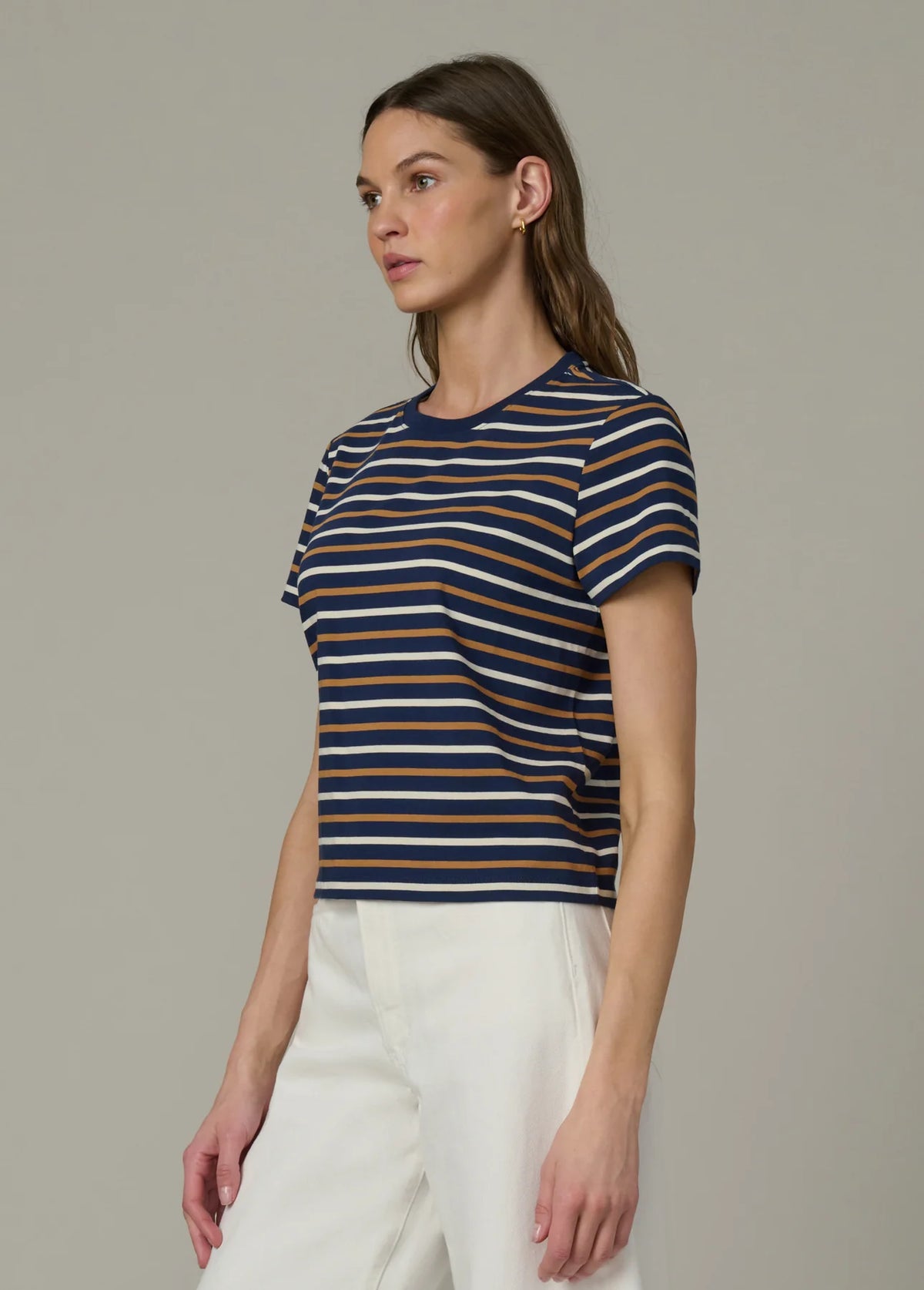 The Easy Tee - Navy / Honey Stripe