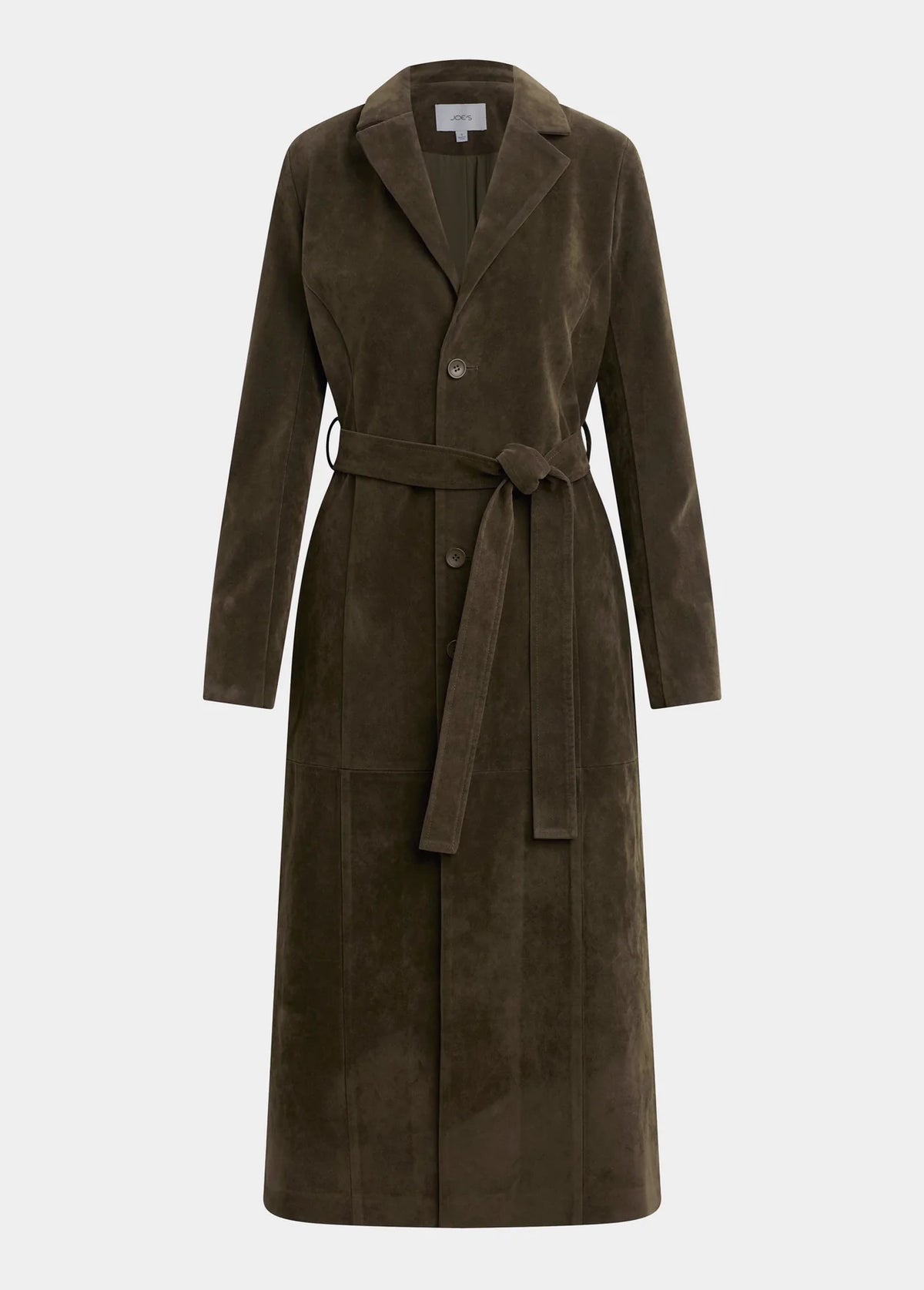The Vegan Suede Long Coat - Dark Chocolate