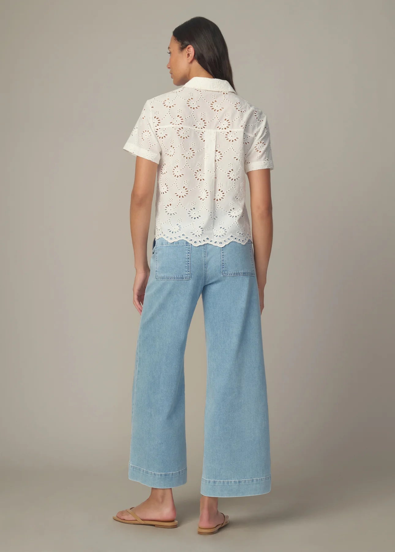 The Eyelet Short Sleeve Shirt - Ecru