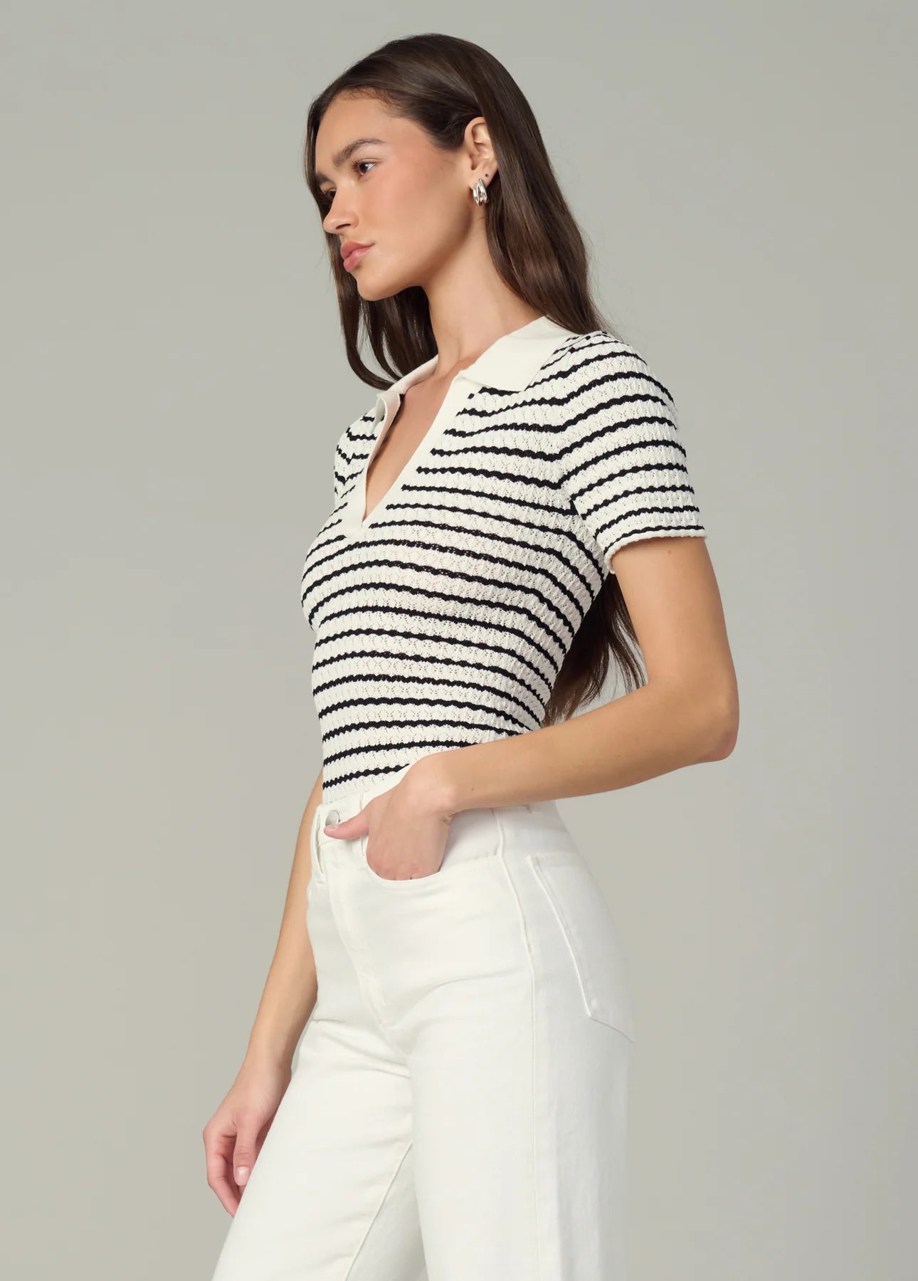 The Jess Pointelle Polo Shirt