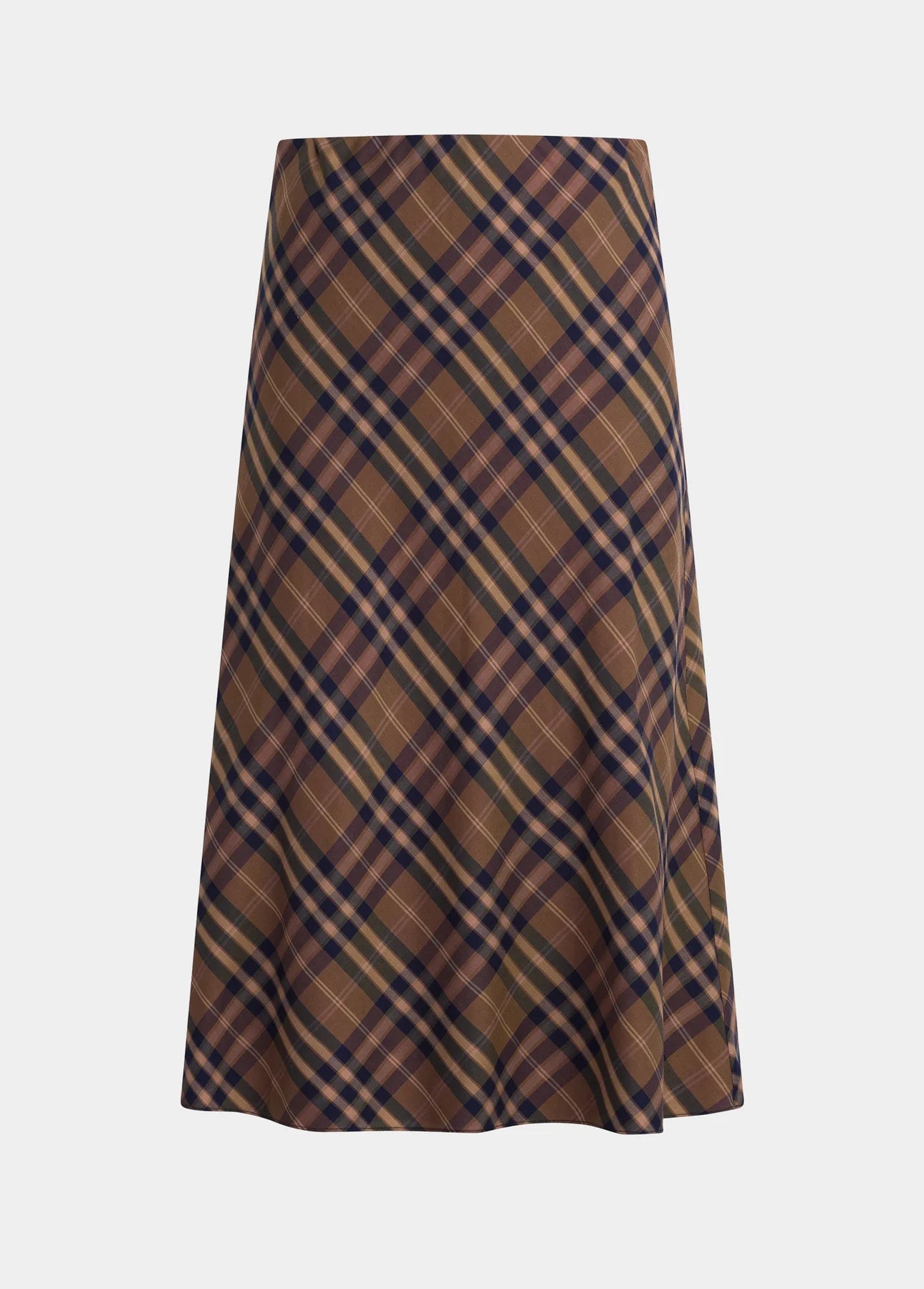 The Ines Midi Skirt - Camel Plaid
