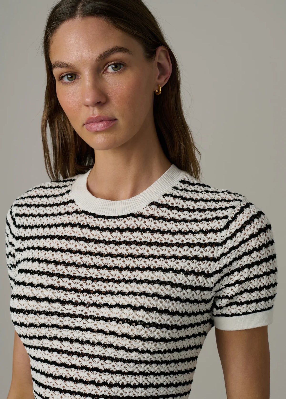 The Crochet Baby Tee - Milk / Black Stripe