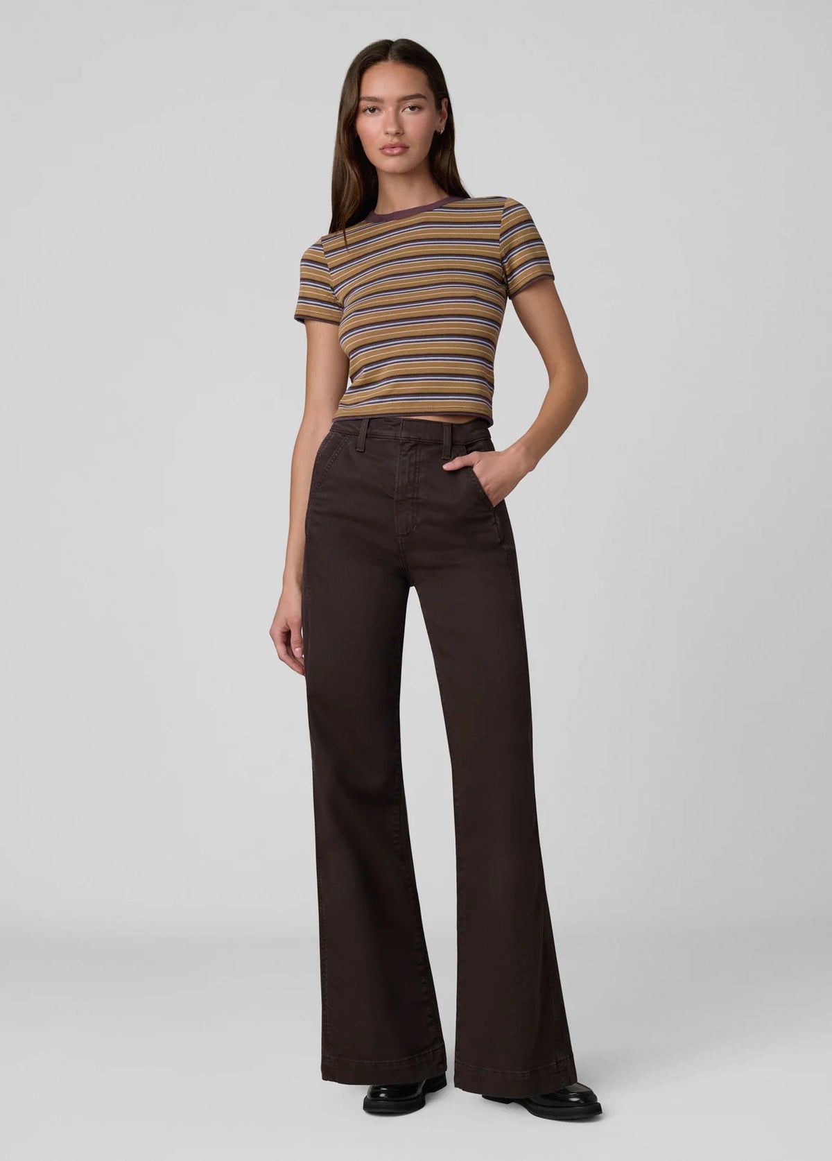 The Baby Tee - Camel Multi Stripe