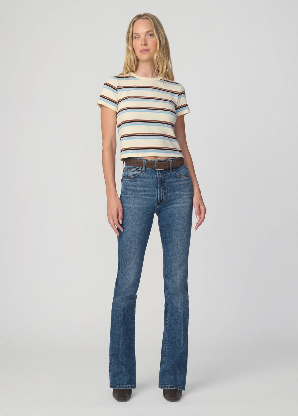 The Baby Tee - Ecru Multi Stripe