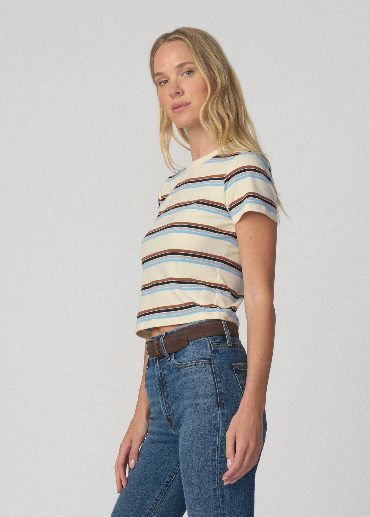 The Baby Tee - Ecru Multi Stripe