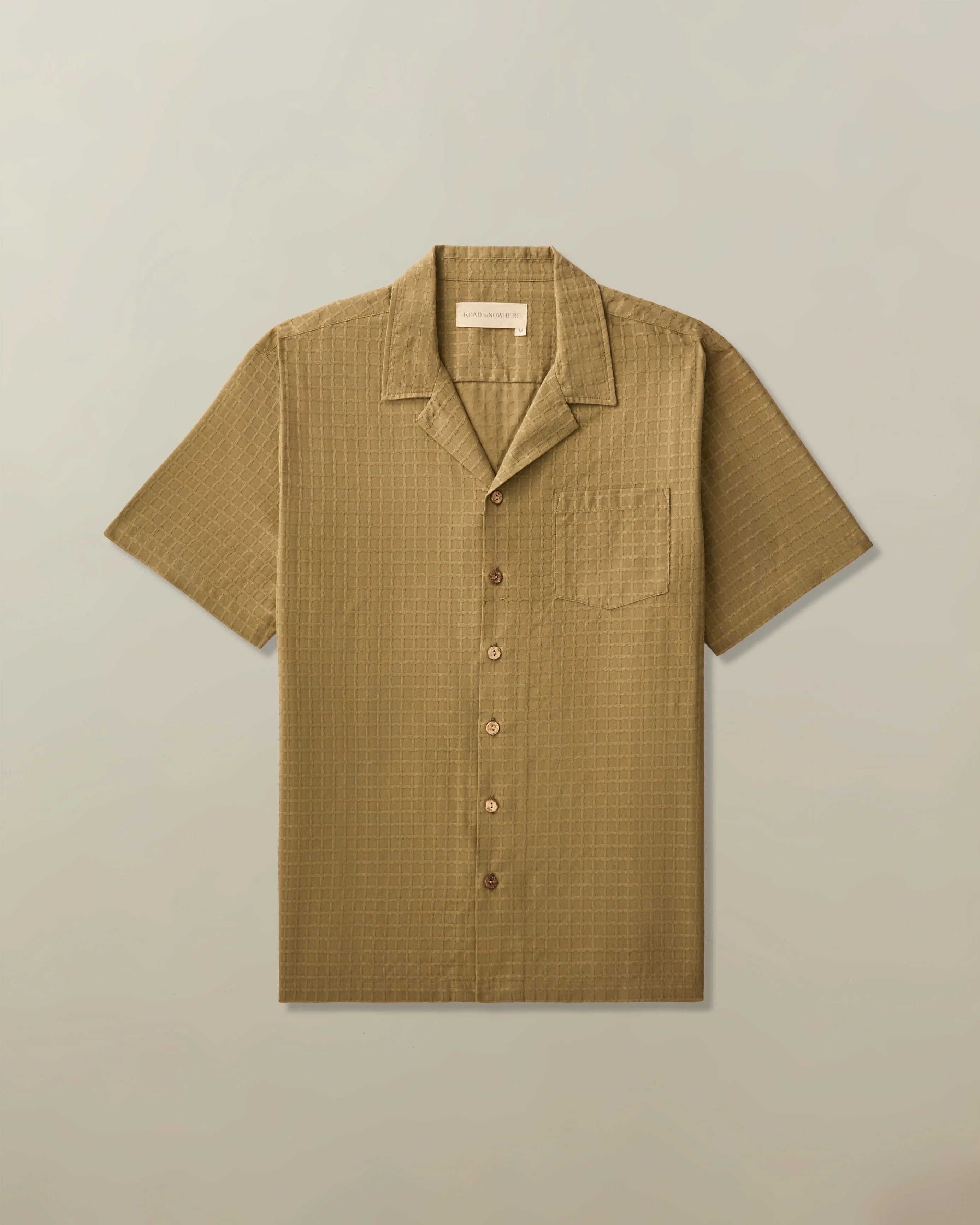 Men's Fez Shirt in Cotton Dobby - Olive