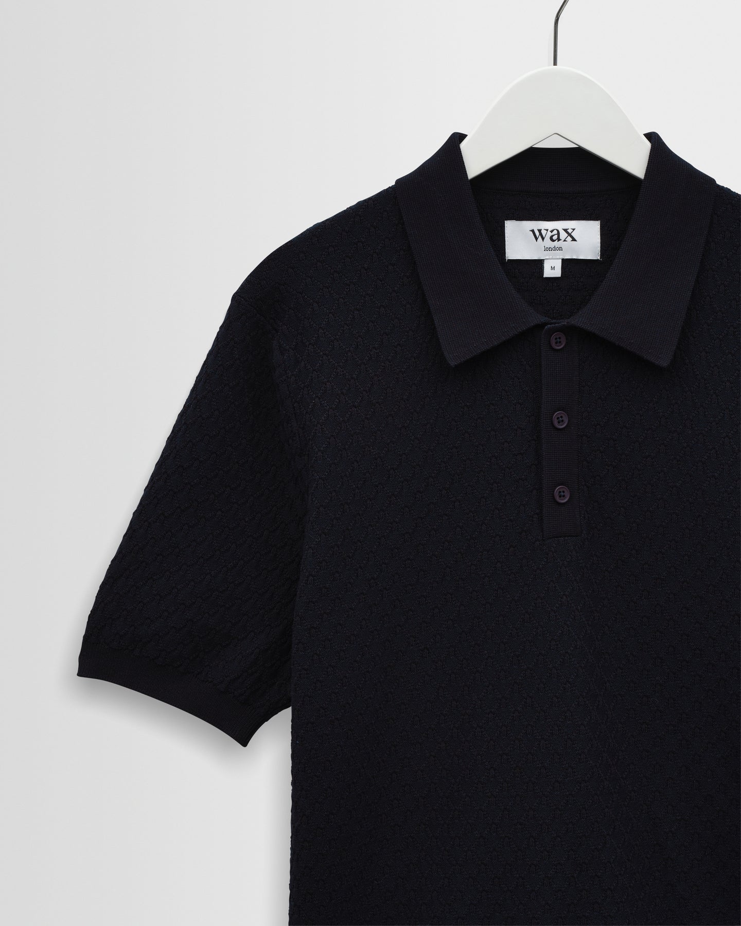 Naples Retro Diamond Knitted Polo - Navy