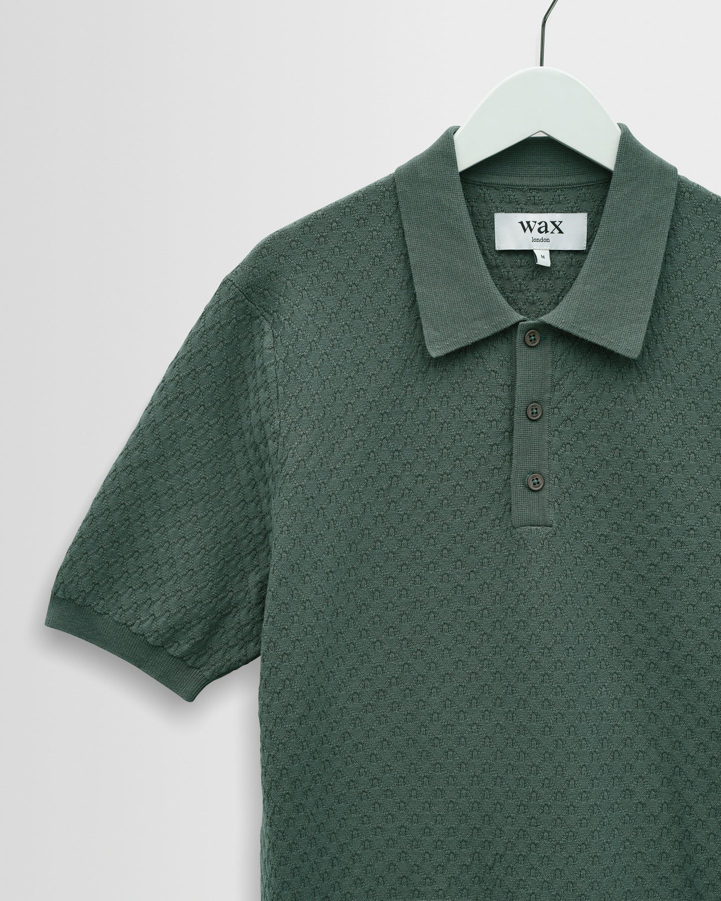 Naples Retro Diamond Knitted Polo - Sea Green