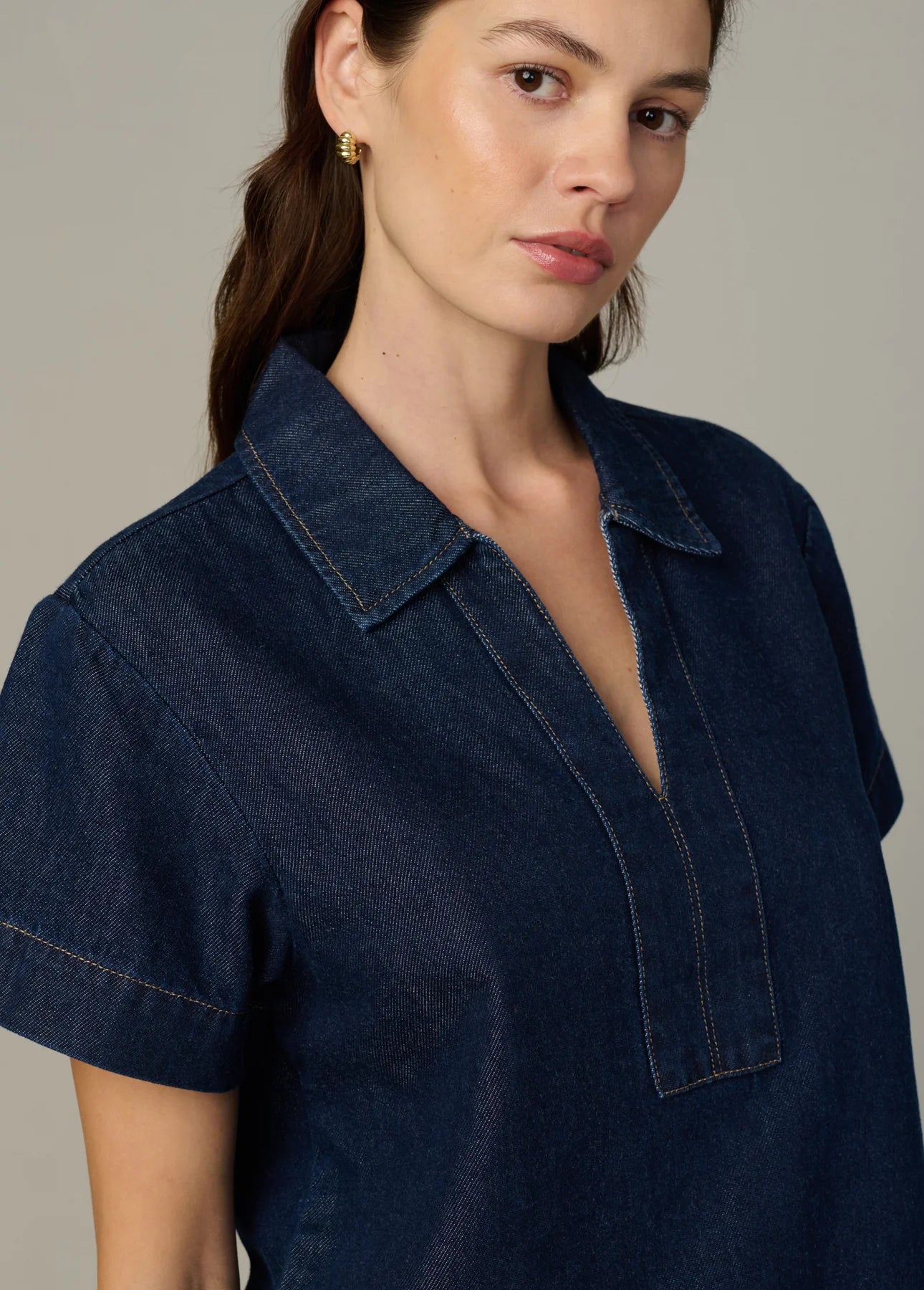 The Lillian Denim Popover Shirt - Honor