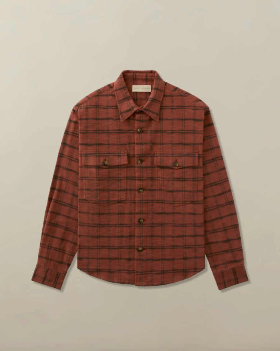Noah Overshirt in Organic Cotton Japanese Flannel - Red Windowpane