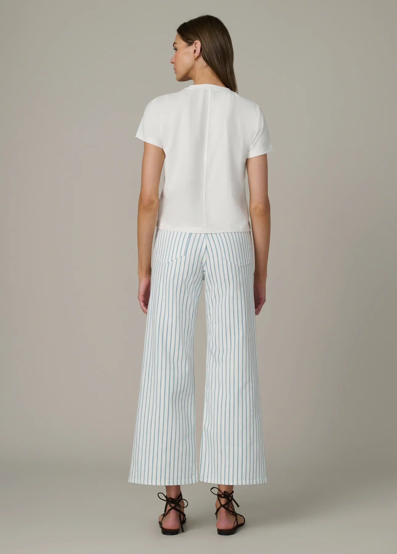 The Mia - High Rise Wide Leg Ankle - Blue Multi Stripe