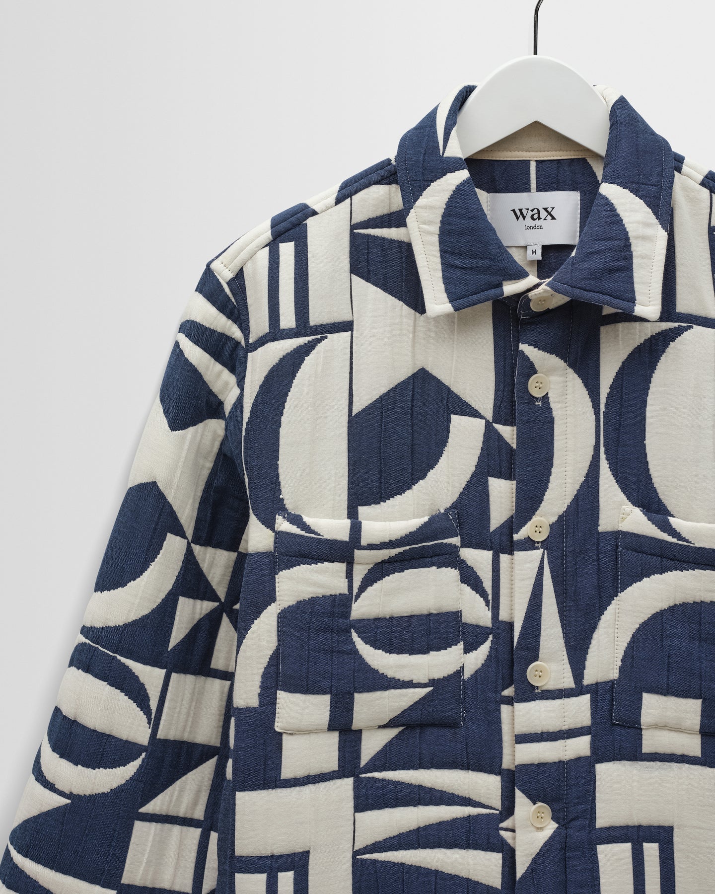 Otto Quilted Jacquard Overshirt - Blue and Ecru