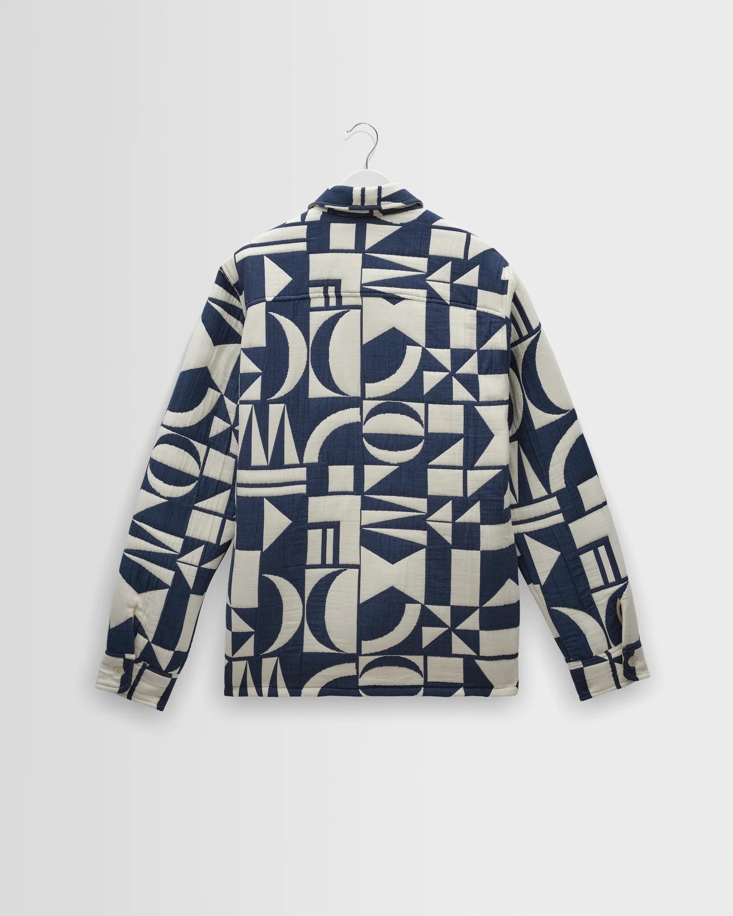 Otto Quilted Jacquard Overshirt - Blue and Ecru