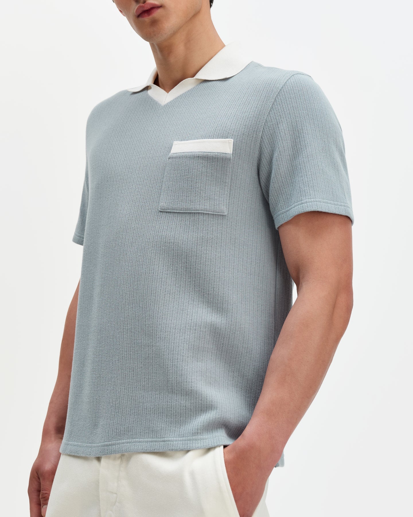 Pendal Polo - Design Rib - Blue / Ecru