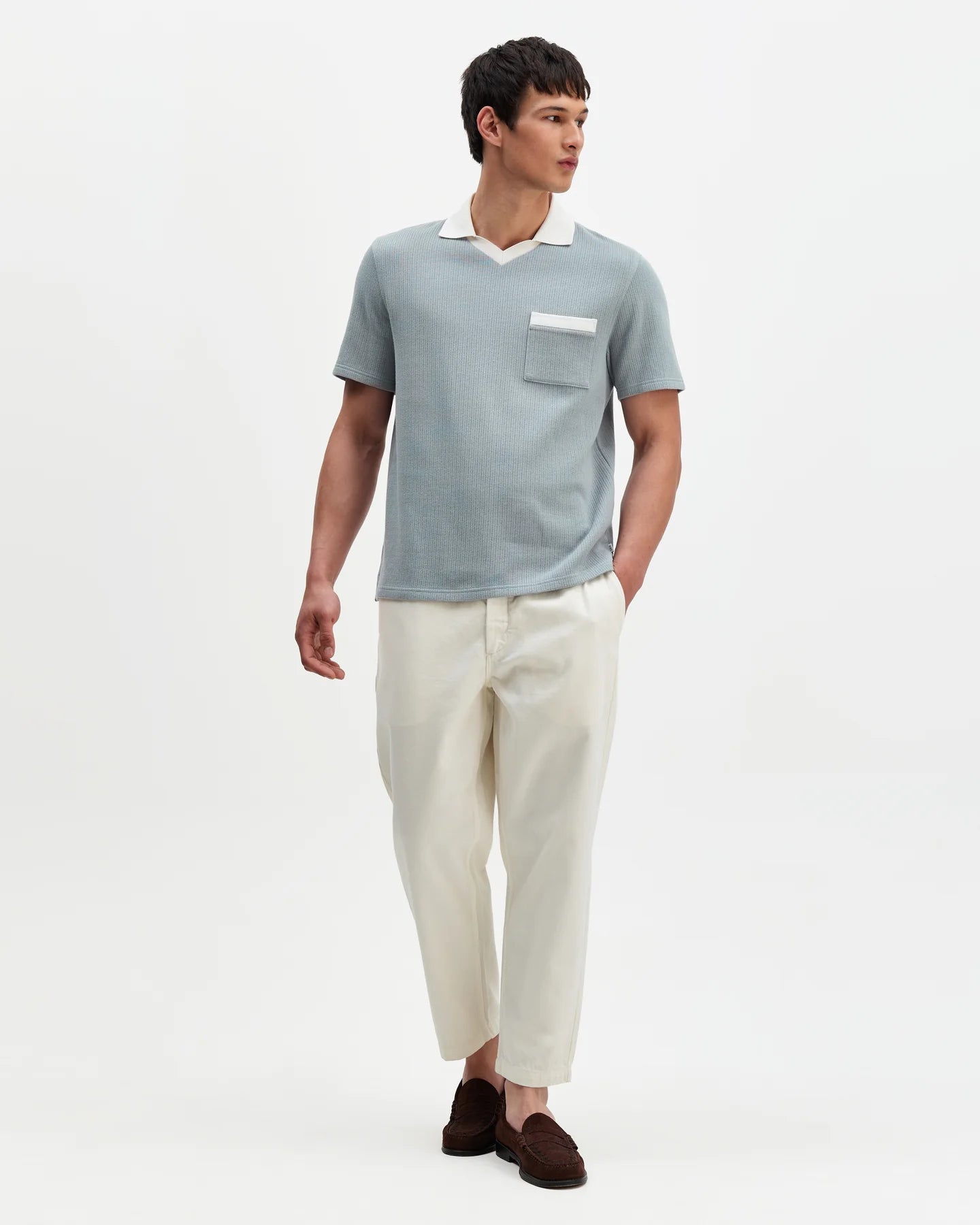 Pendal Polo - Design Rib - Blue / Ecru
