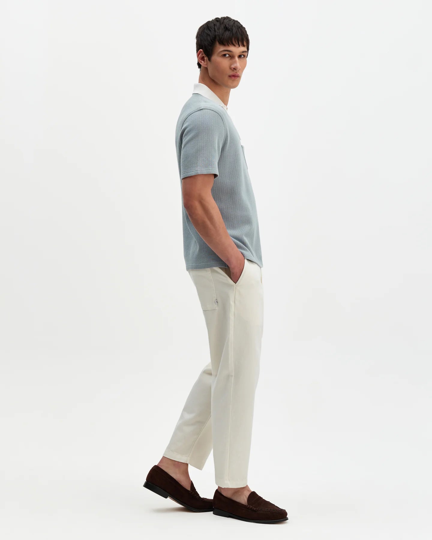 Pendal Polo - Design Rib - Blue / Ecru