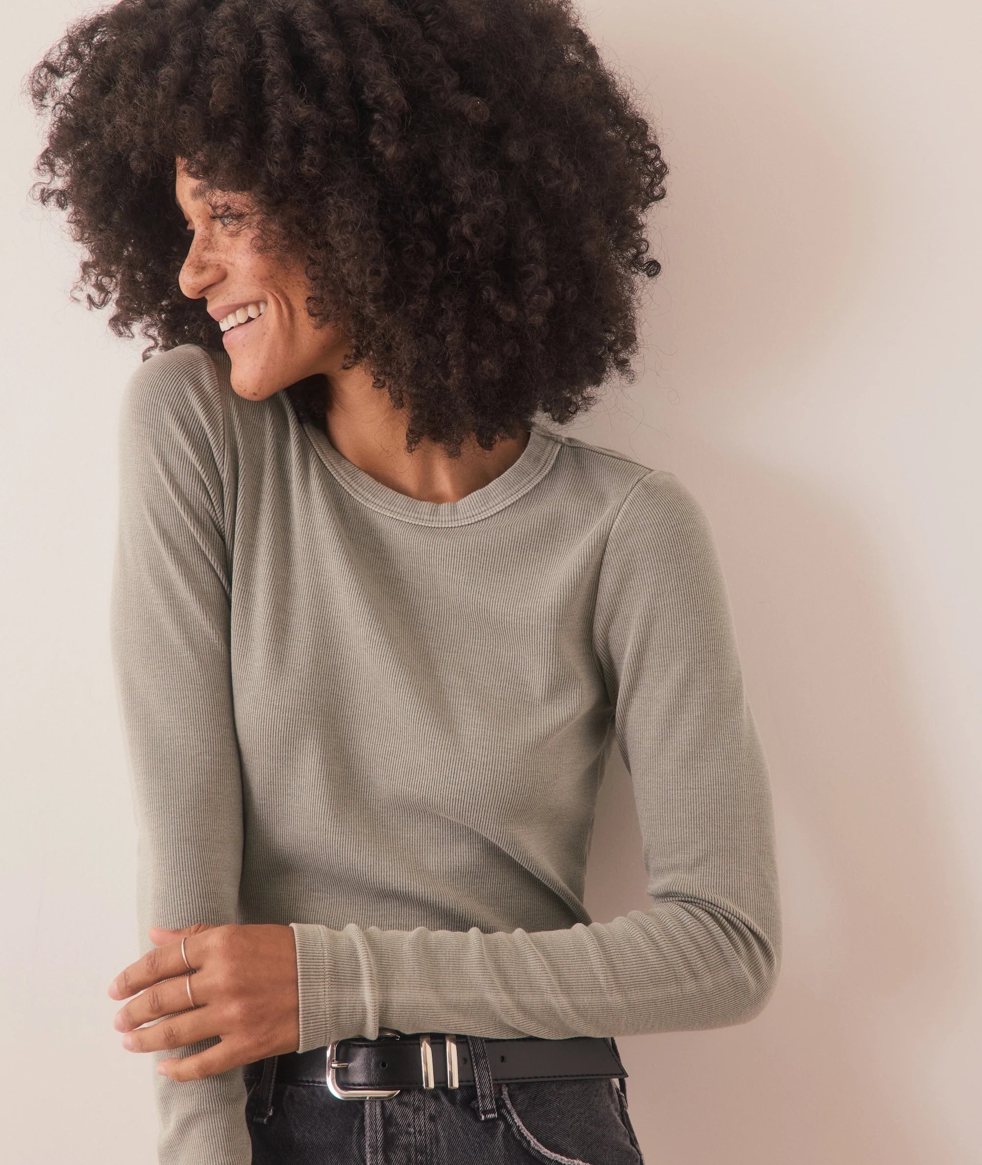 Lexi Rib Sun-In Longsleeve Crew Tee