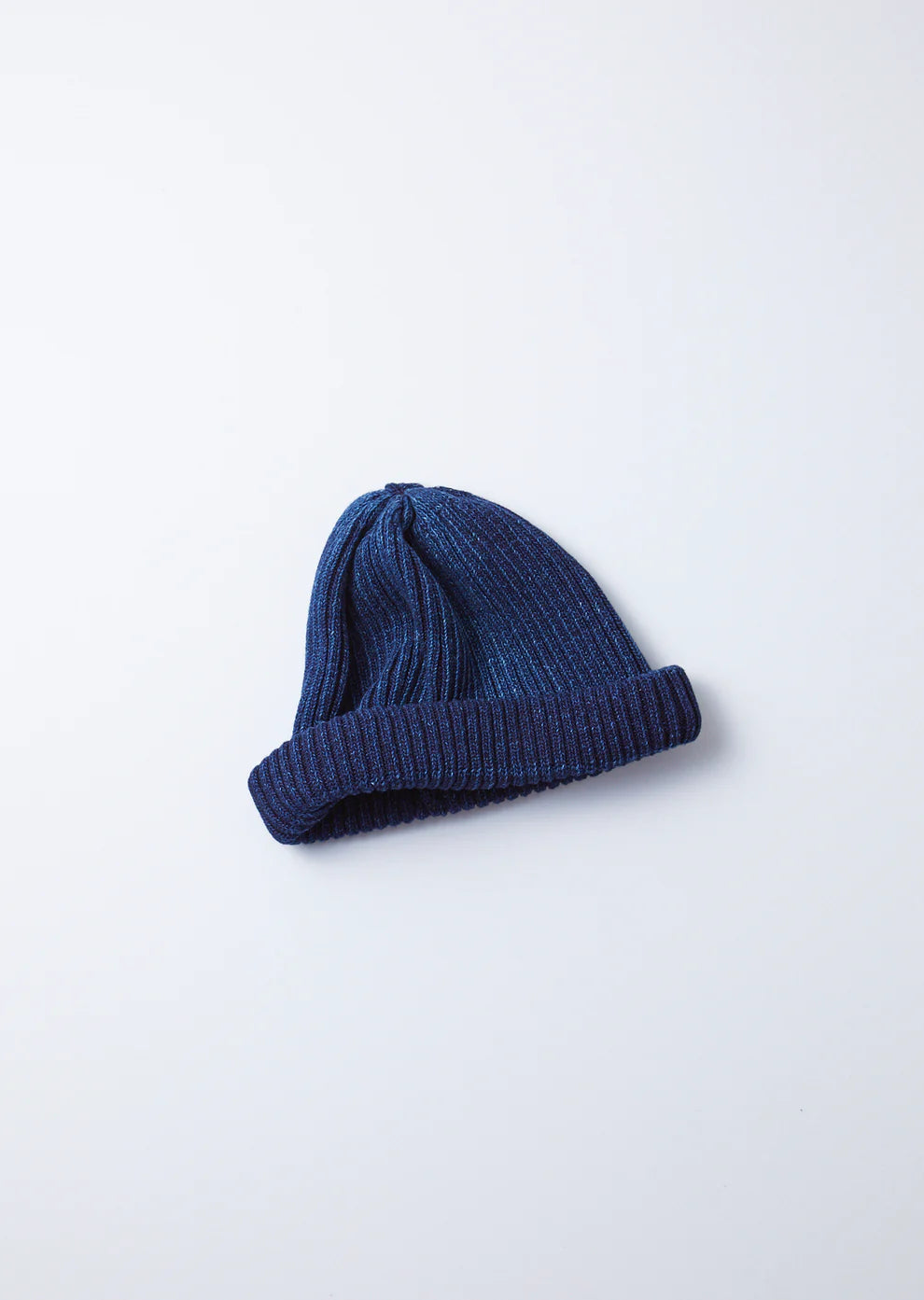 Indigo Cotton Roll Up Beanie / Dark Denim Winter25