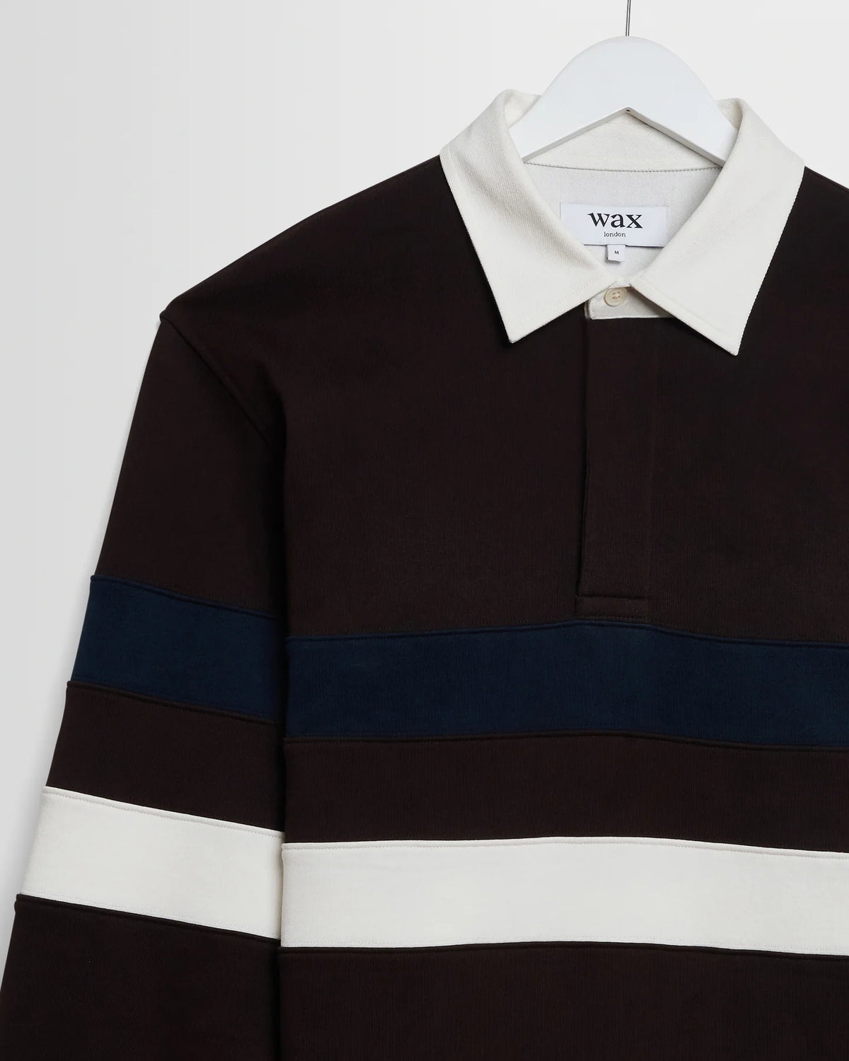 Rowhill - Brown And Navy Stripe Loopback Rugby Shirt