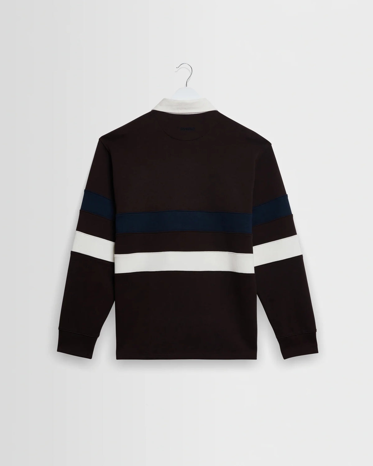 Rowhill - Brown And Navy Stripe Loopback Rugby Shirt