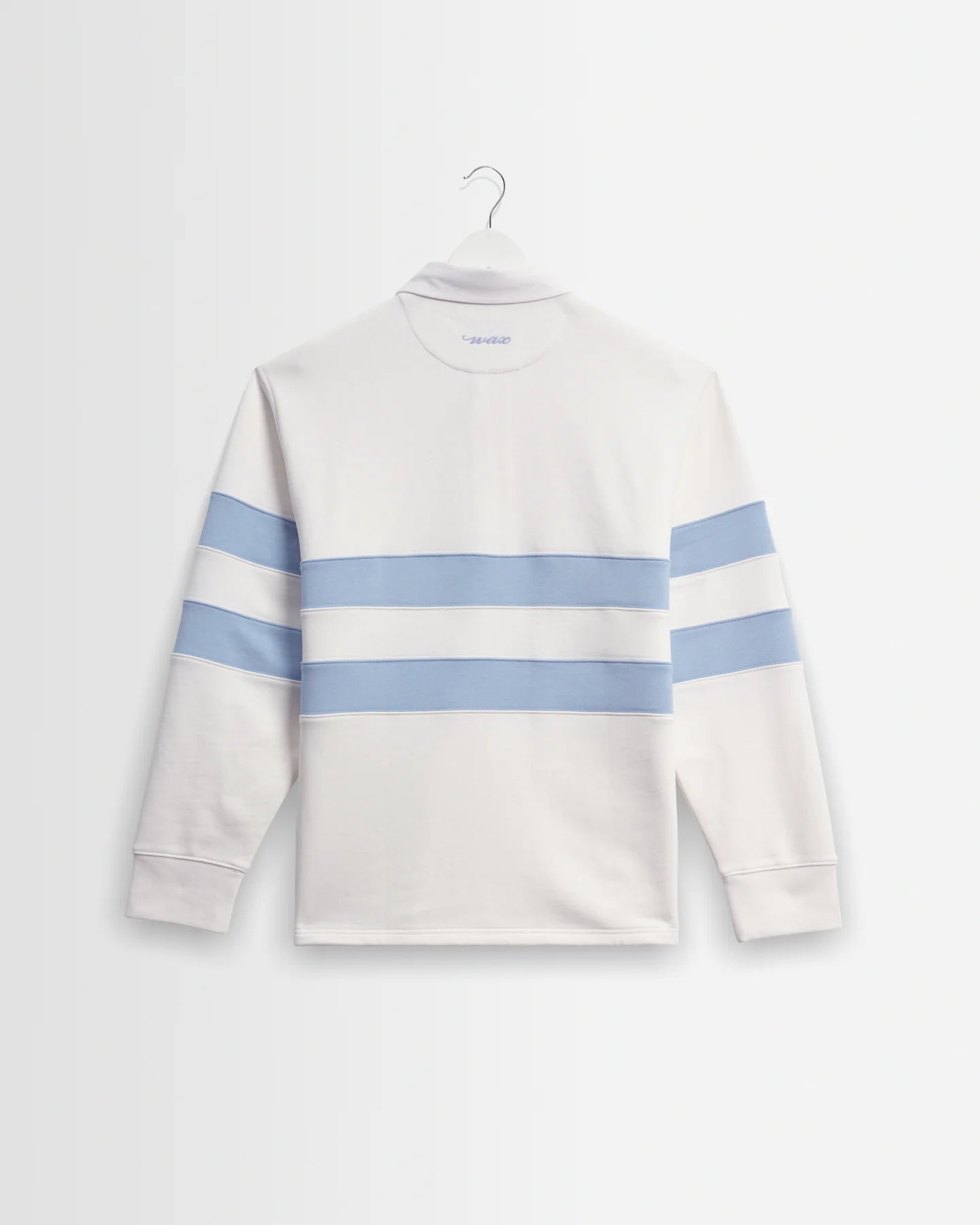 Rowhill Loopback Rugby Shirt - Ecru and Light Blue Stripe