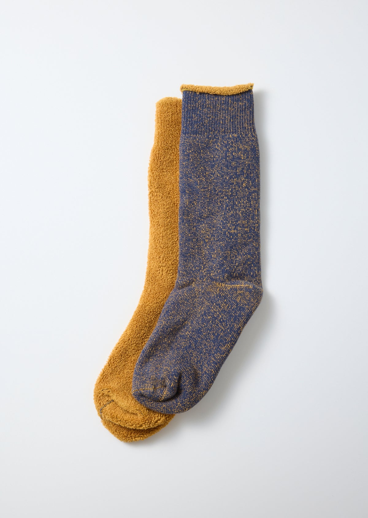 Reversible Pile Socks - Navy Blue/Gold
